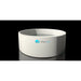 Round white inflatable open pool version of the Dreampod Home Float FLEX filled with water on a dark studio backdrop