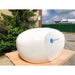 Glossy white Dreampod Home Float Plus Tank shown closed from the side with the lid seam visible