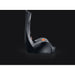 Glossy black side profile of the Vacu Activ Vibrashape with chrome handrail, sloped base and orange lamp