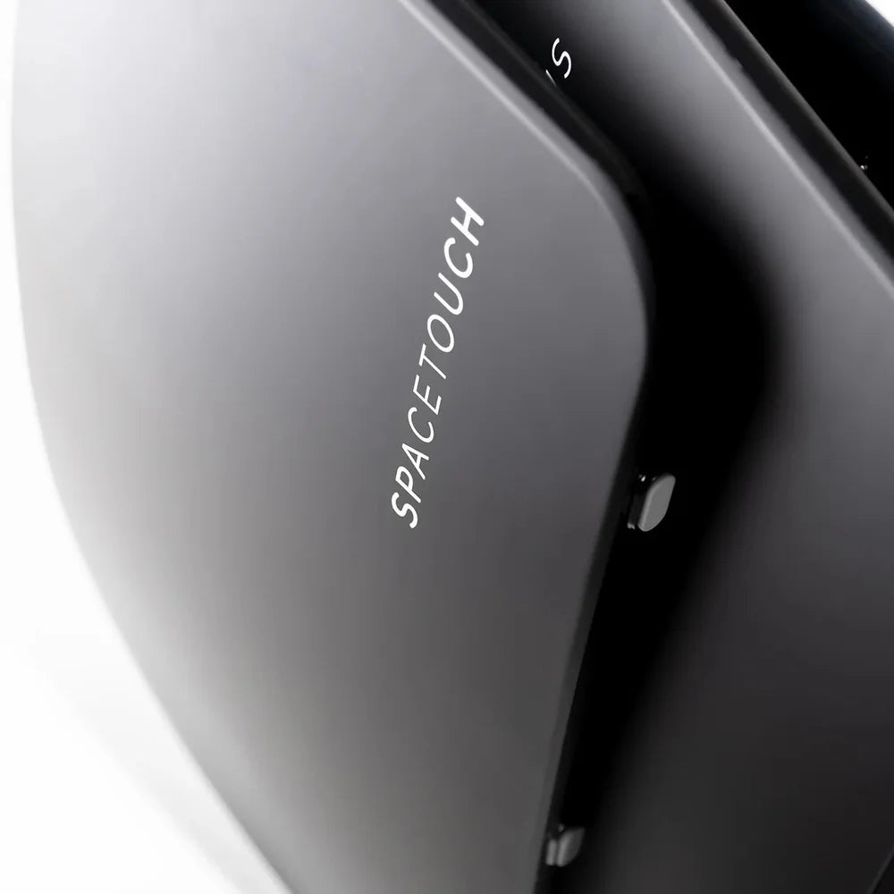 Vertical SPACETOUCH wordmark and magnetic latch on the matte shell of the Galaxy Zero Atlas Red Light Therapy Device