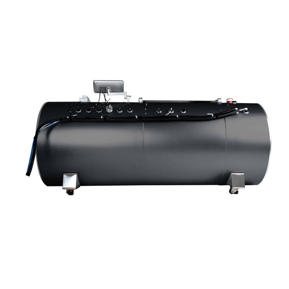 MedEq TimeCapsule Vision C900+ hard-shell hyperbaric chamber, black, rear view