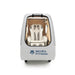 MedEq TimePod 2 triangular hard-shell hyperbaric chamber, white, front view showing seat