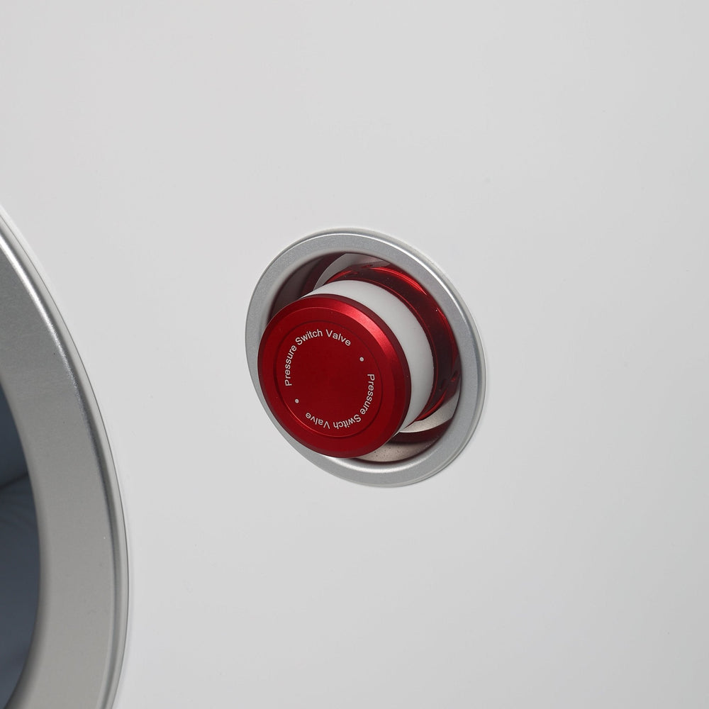 MedEq TimePod 2 triangular hard-shell hyperbaric chamber: red emergency release valve