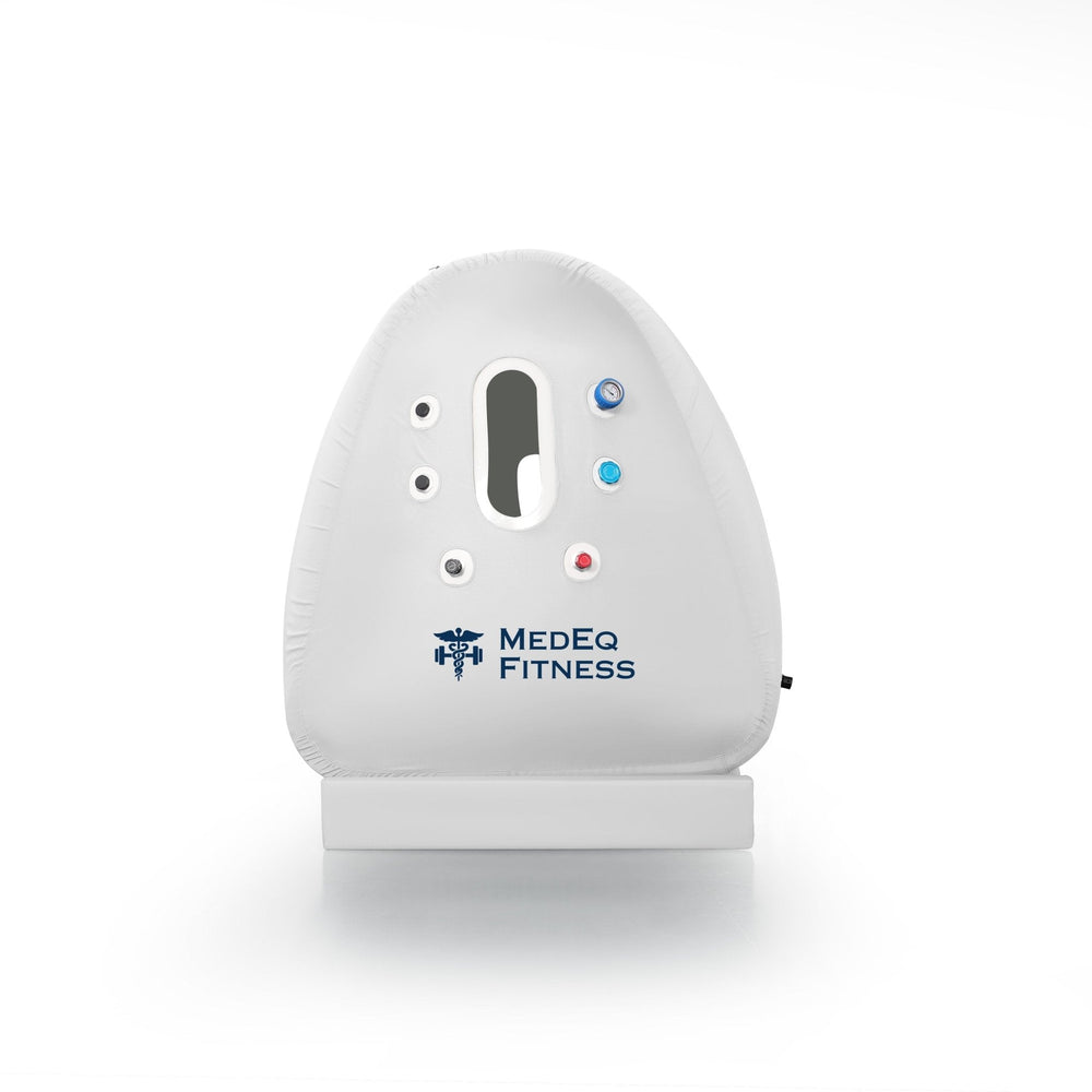 MedEq TimePod Air Wheelchair 1.4 ATA hyperbaric chamber, white, angled front view