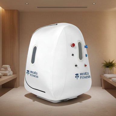 MedEq TimePod Air Wheelchair 1.4 ATA hyperbaric chamber in white in a spa room