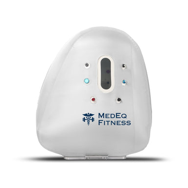 MedEq TimePod Air Wheelchair 1.4 ATA hyperbaric chamber, white, front view with window and valves