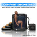 Cutaway showing a seated user on the built-in bench inside the black Titan Atlas Cold Plunge Tub