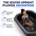 Seated upright plunge benefits shown with a woman sitting inside the black Titan Atlas Barrel Ice Bath