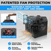 Cutaway diagram of the washable mesh fan dust filter protecting the Titan Atlas Barrel Ice Bath chiller