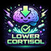 Lower Cortisol benefit graphic for the Tsb360 Float Therapy Bed with a cartoon brain, downward arrow and check mark