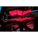Client resting on the Longevity Longevity Bed during a session beneath the winged red LED canopy