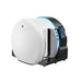 Standalone white shell and blue accent ring on the TwinForce 2.0 ATA Red Light Hyperbaric Chamber with door panel visible