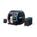 Alternate angle render of the black TwinForce 2.0 ATA Red Light HBOT Chamber with cooler and concentrator cabinets