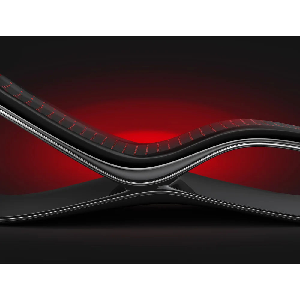 Sculpted S-curve profile of the Vacu Activ Red Couch Oxy Therapy Device with diode line along the mattress