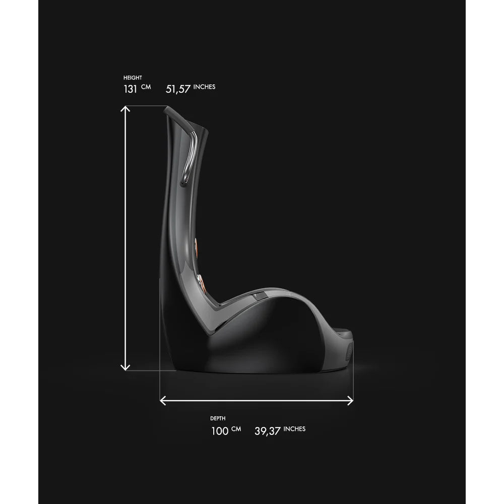 Side dimension drawing marking 131 cm height and 100 cm depth of the Vacu Activ Vibrashape Vibration Machine
