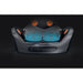 Front view of the Vacu Activ Vibrashape base with blue wave lines showing twin independent vibrating plates