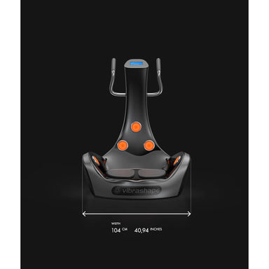 Front measurement drawing showing the 104 cm base width of the Vacu Activ Vibrashape Vibration Plate