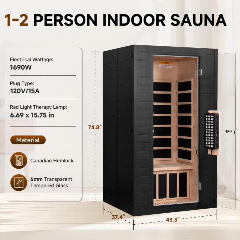 Neptune 1-2 Person Full Spectrum Red-Light Therapy Sauna