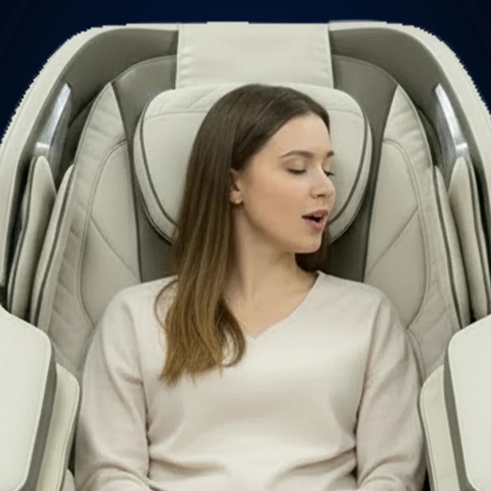 Seated user speaking a hands-free command to the Infinity Celebrity Elite Recliner voice control system