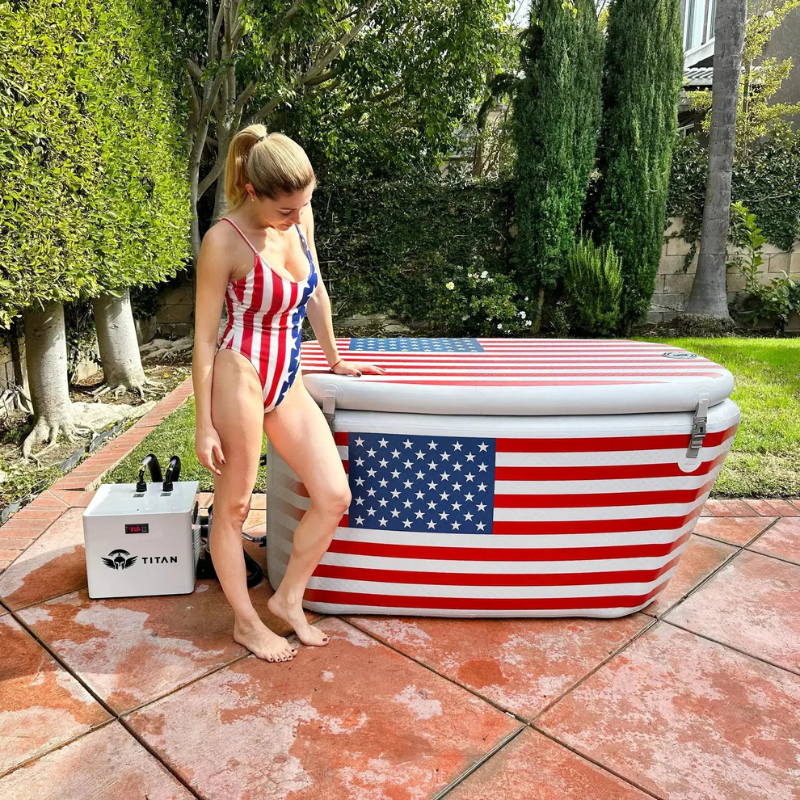 Triumph USA Flag Cold Plunge Tub + Chiller Bundle
