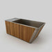 MedEq wood and stainless steel plunge pool with integrated chiller/heater, side view