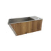 MedEq wood and stainless steel plunge pool with integrated chiller/heater, angled view